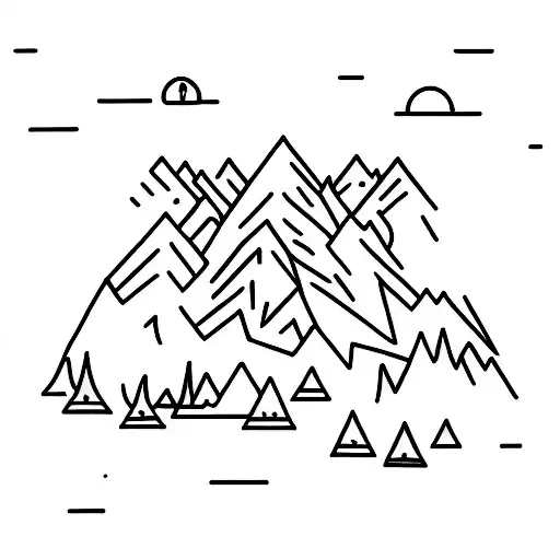 Dumbbell-shaped mountain peaks tattoo design idea