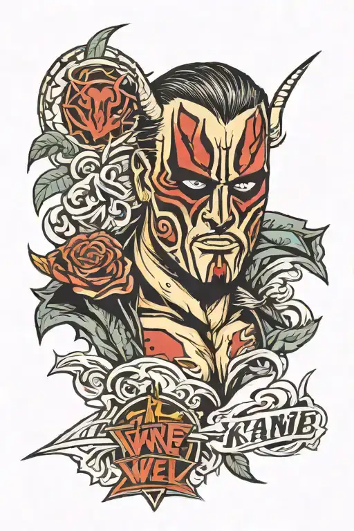 masked Kane from wwe tattoo design idea