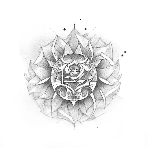 zodiac flower tattoo design idea