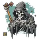 grim reaper throwing dice tattoo design idea