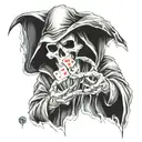 grim reaper throwing dice tattoo design idea