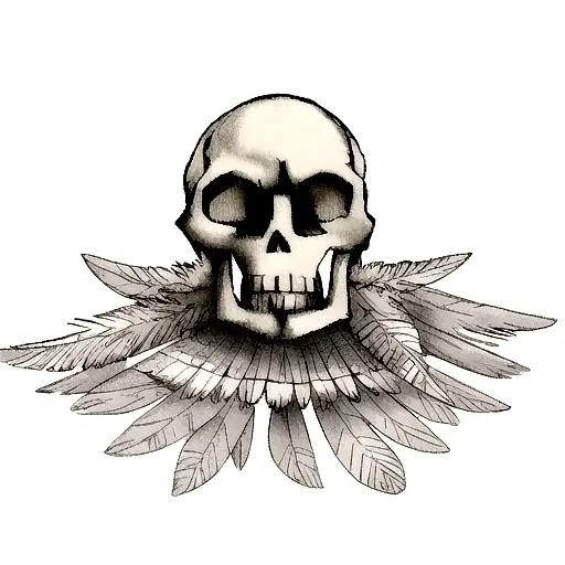 Skull with Feather by Kenel Figueroa: TattooNOW