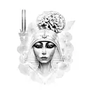 ancient egyptian alien around name Lena with garnets and carnations tattoo design idea