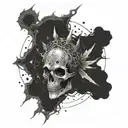 A tattoo inspired by Elden Ring, incorporating elements from the game's lore and imagery tattoo design idea