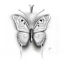 butterfly with thyroid cancer ribbon tattoo design idea