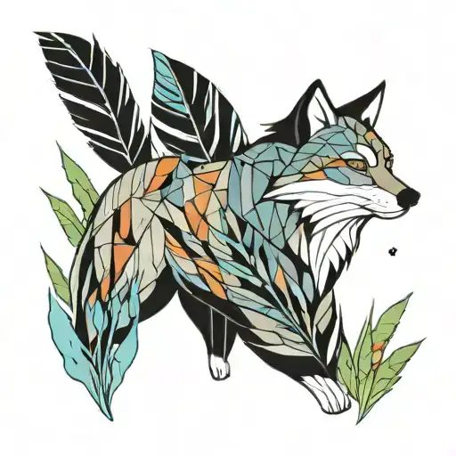 meeko from pocahontas with colors of the wind blowing tall grass tattoo design idea