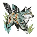 meeko from pocahontas with colors of the wind blowing tall grass tattoo design idea
