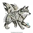 meeko from pocahontas with colors of the wind blowing tall grass tattoo design idea
