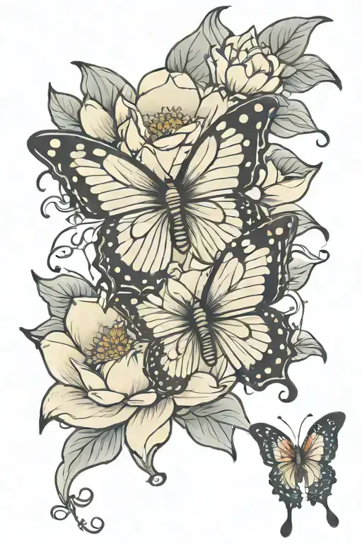butterfly travel lotus flower tattoo design idea