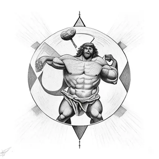 atlas the titan from greek mithology holds up the sky tattoo design idea