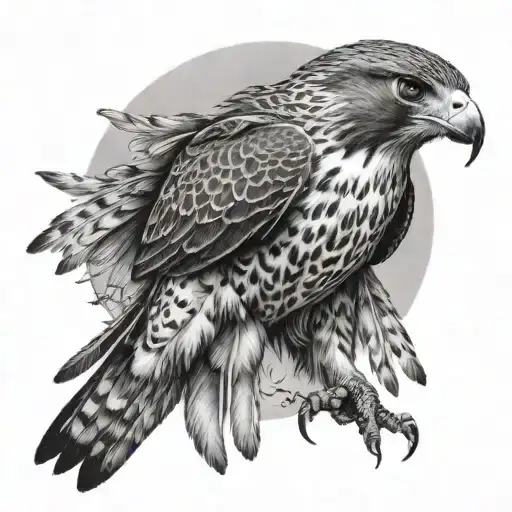 falcon hunting in flight with outstretched portret  tattoo design idea