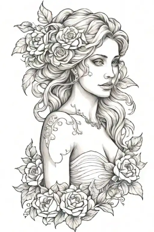 full body Aphrodite realistic beautiful girl shoulder tattoo tattoo design idea