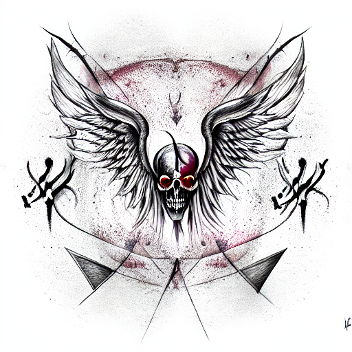 lucifer wings with deathly hallow symbol tattoo design idea