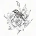 Sparrow holding a lily tattoo design idea