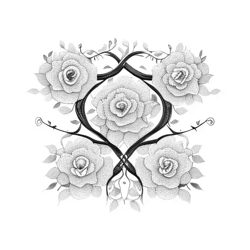 A family tree made of intertwined flowers and vines tattoo design idea