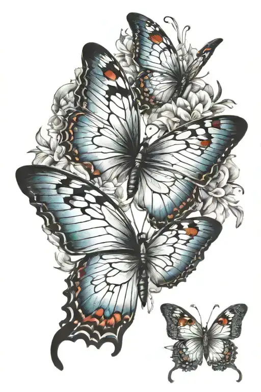 angel wings with butterfly emerging tattoo design idea