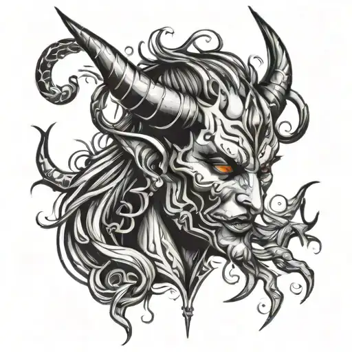 devil  sexy girl gün money tattoo design idea