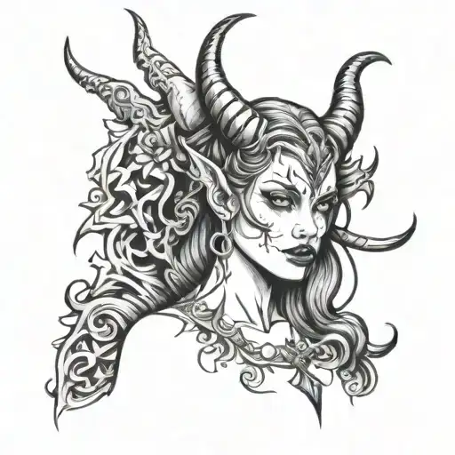 devil  girl  tattoo design idea