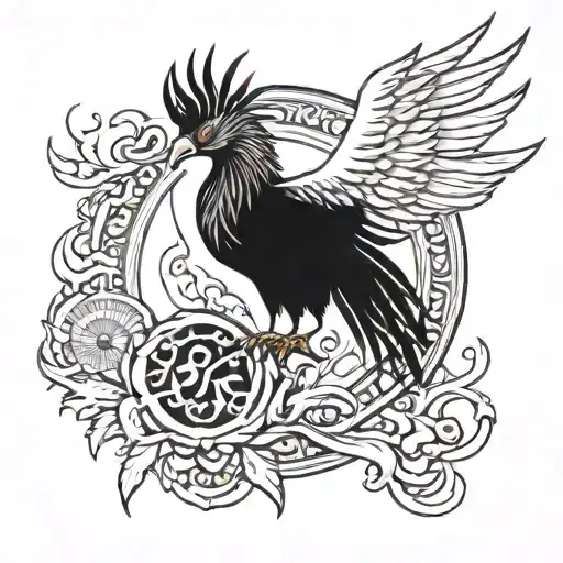 A phoenix rising from weight plates, symbolizing strength and resilience, with your children's birthdates hidden within the flames tattoo design idea