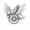 harley davidson with wings tattoo design idea