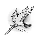 A fierce red robin bird symbolizing strength and determination in blackwork style tattoo design idea