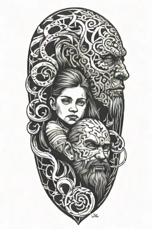 father/daughter  tattoo design idea
