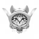 small cat with cowboy hat simple tattoo design idea