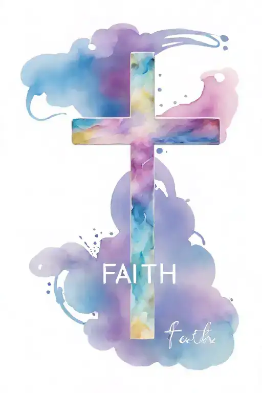 cross made with word FAITH in it tattoo design idea