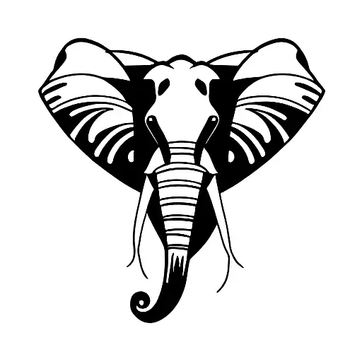 front facing elephant  tattoo design idea
