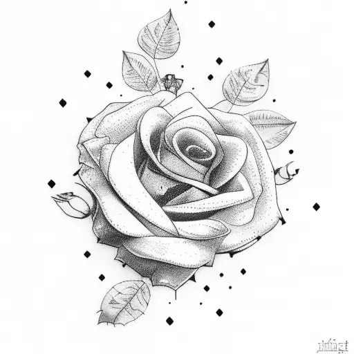 Mountain clock roses tattoo design idea