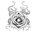 Snake and roses and clock tattoo design idea
