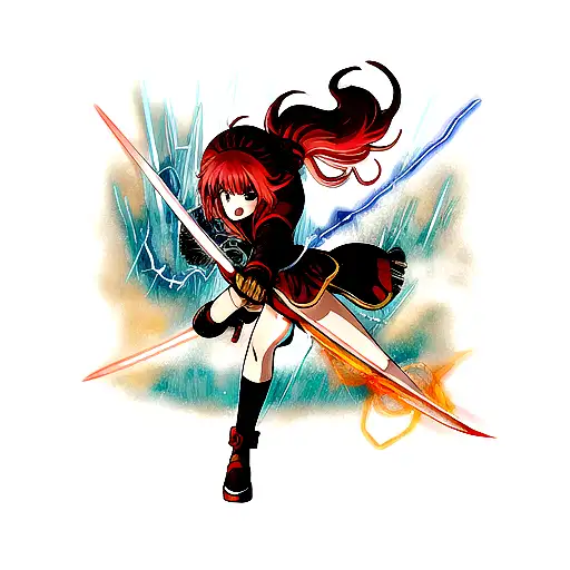 enma sword with lightning tattoo design idea