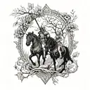 knight and dryad tattoo design idea