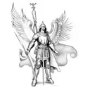 Saint michael with storm  tattoo design idea
