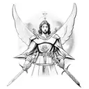 Saint michael with storm  tattoo design idea