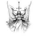 Saint michael with storm  tattoo design idea