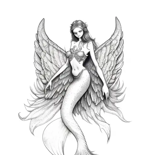Beautiful Mermaid with Fishes Tattoo - Ace Tattooz