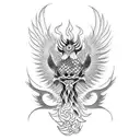 Simorgh that came out of the fire tattoo design idea