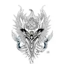 Simorgh that came out of the fire tattoo design idea