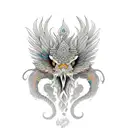 Simorgh that came out of the fire tattoo design idea