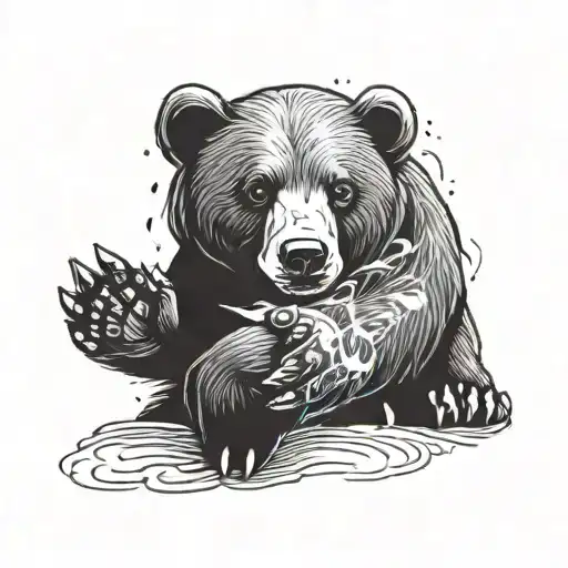 a bear giving a paw tattoo design idea