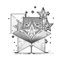 Stack of books with stars tattoo design idea
