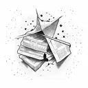 Stack of books with stars tattoo design idea