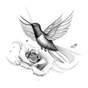 rose, humming bird, semi colon tattoo design idea