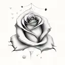 rose, humming bird, semi colon tattoo design idea