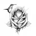 rose, humming bird, semi colon tattoo design idea