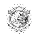 a david star with the aquarium sign tattoo design idea