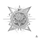 a david star with the aquarium sign tattoo design idea