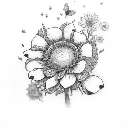 A western boot filled with Texas bluebonnets and Manitoba sunflowers tattoo design idea