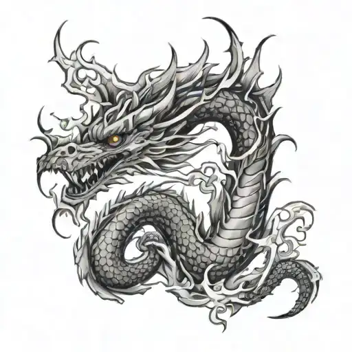 dragon breathing fire tattoo design idea